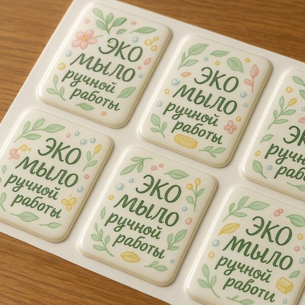 Милые объемные наклейки эко мыла ручной работы